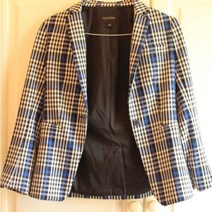 Banana Republic Black and Blue Checkered Blazer